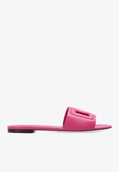Dolce & Gabbana Bianca Dg Logo Flat Sandals In Bubblegum