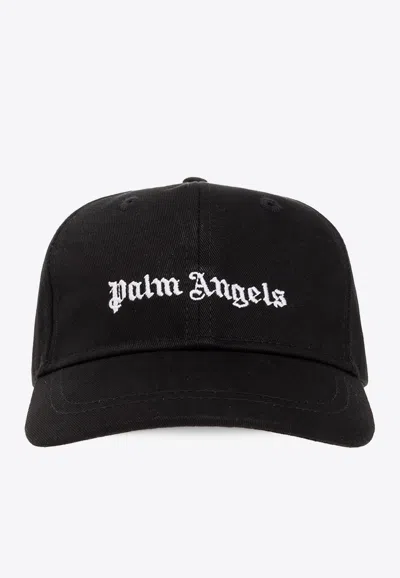 Palm Angels Boys Logo Embroidered Baseball Cap In Black