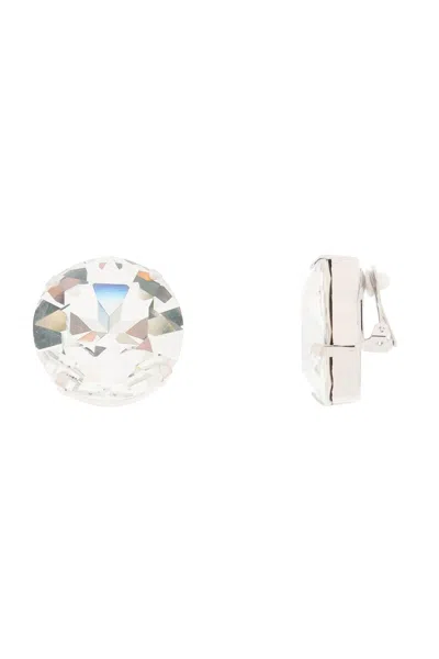 Alessandra Rich Large Crystal Clip-on Earrings In 银