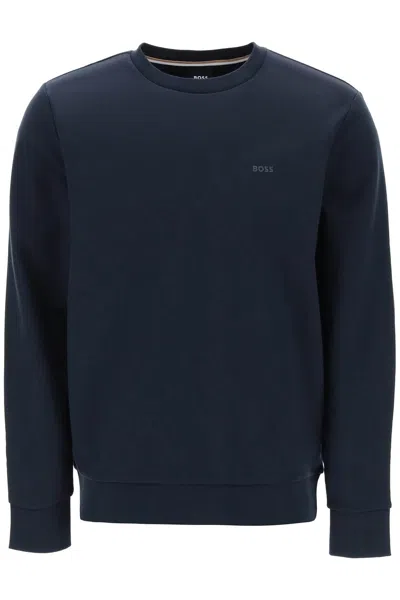 Hugo Boss Boss French Terry Crewneck Sweatshirt In Blue