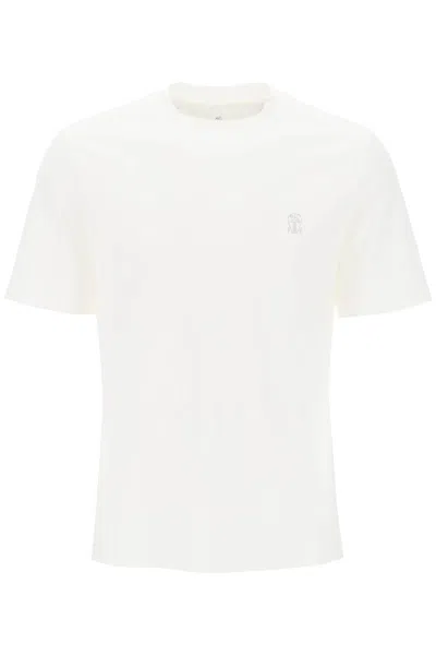 Brunello Cucinelli T-shirt With Logo Print In White