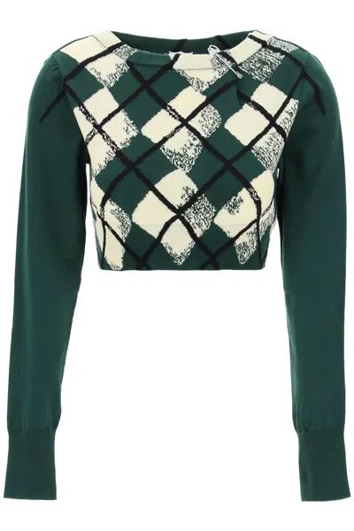 Burberry "cropped Diamond Pattern Pullover In Green
