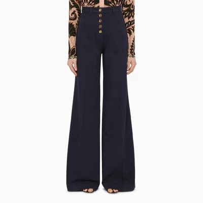 Etro | Pegaso Blue Denim Flared Trousers