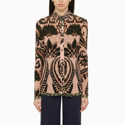 Etro | Pink Shirt With Nylon Print In Multicolor