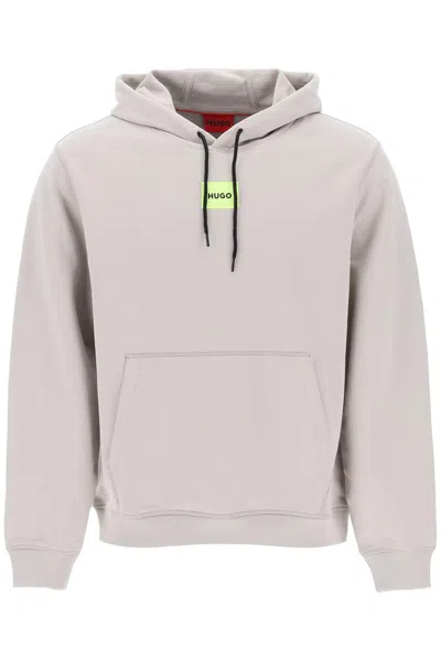 Hugo Logo Patch Hoodie In Grey