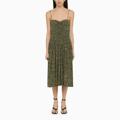 Isabel Marant | Black/yellow Viscose Patterned Midi Dress