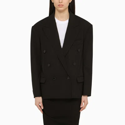 Isabel Marant Black Wool Double-breasted Jacket With Epaulettes