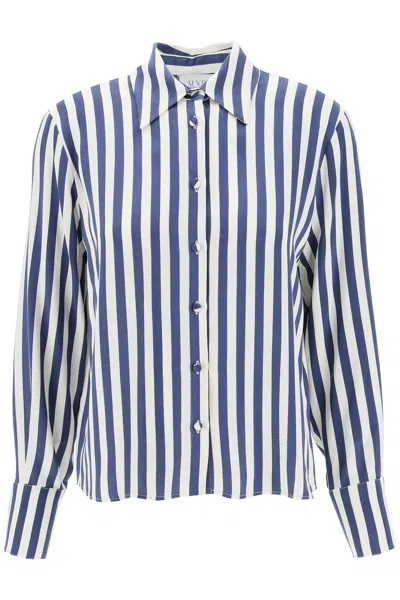 Mvp Wardrobe Camicia In Charmeuse A Righe Le Galion In White,blue