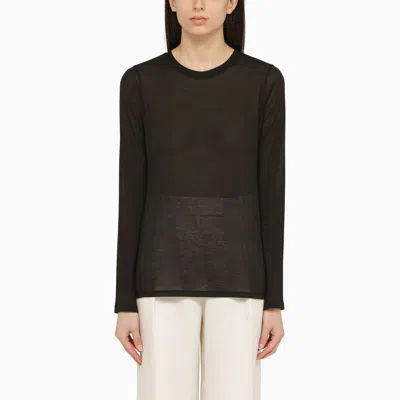 Roberto Collina | Black Cotton Blend Crew-neck Jumper