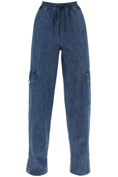 Valentino Chambray Denim Trousers In Blue