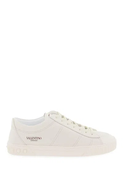 Valentino Garavani Leather Cityplanet Sneakers In Neutro