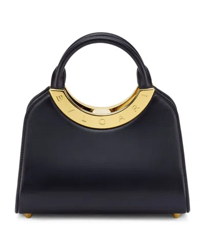 Bvlgari Small Leather Roma Top-handle Bag In Black
