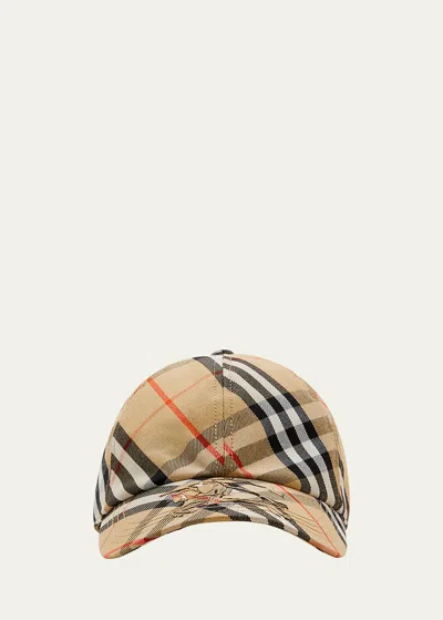 Burberry Ekd Check Baseball Cap In Sand