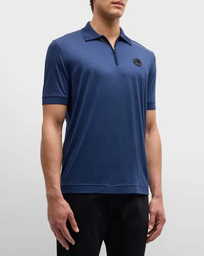 Stefano Ricci Men's Wool Knit Quarter-zip Polo Shirt In Navy