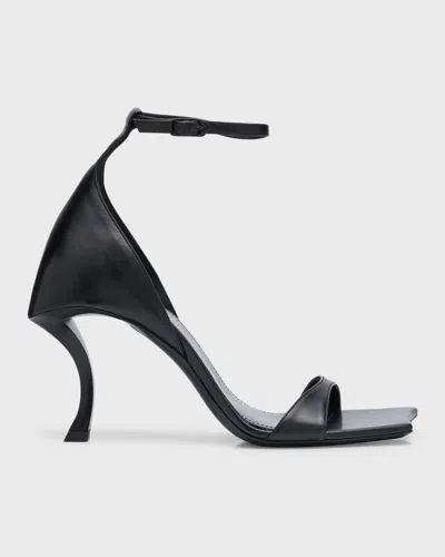 Balenciaga Hourglass Leather Ankle-strap Sandals In Black