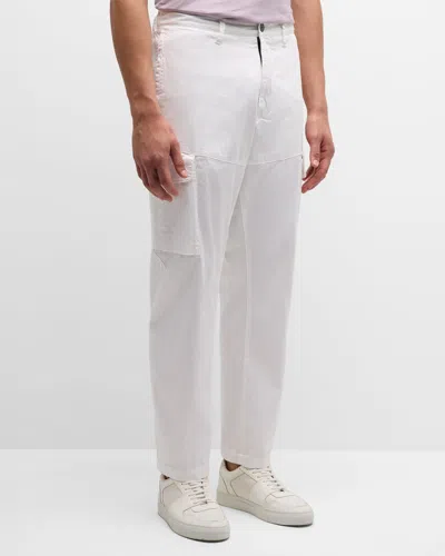 Stone Island Men's Stretch Cotton Cargo Pants In White