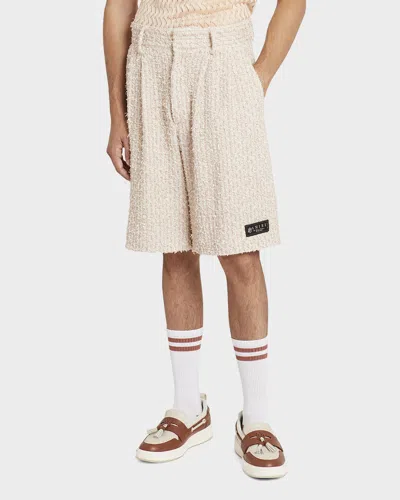Amiri Men's Boucle Tweed Skater Shorts In Cream Tan