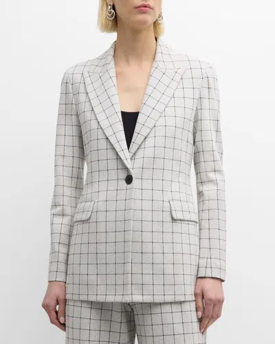 Rosetta Getty Grid-print Peak-lapel Blazer In Neutrals