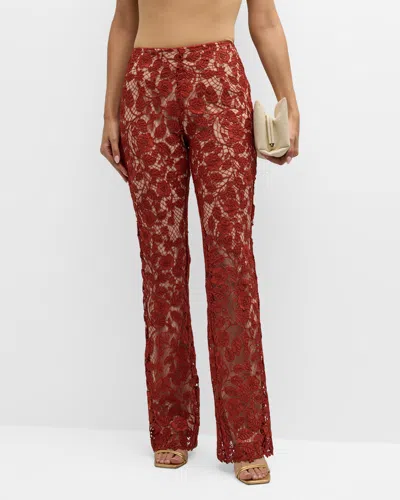 Cult Gaia Kaci Corded Lace Wide-leg Pants In Sienna
