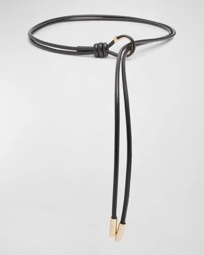 Chloé Poppie Leather Tie Belt In Black