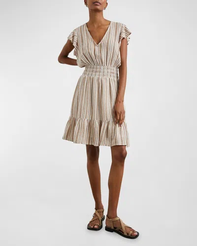 Rails Tara Striped Flutter-sleeve Mini Dress In Palo Santo Stripe