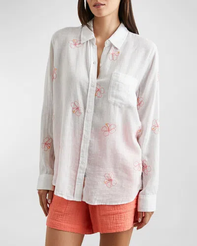 Rails Charli Hibiscus Embroidered Linen Shirt