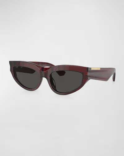 Burberry Beveled Acetate & Plastic Cat-eye Sunglasses In Red