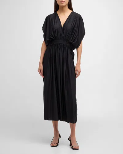 Lenny Niemeyer Ruched V-neck Maxi Dress In Black