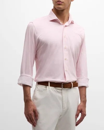Emanuel Berg Men's Modern 4 Flex Stretch Knit Sport Shirt In Light Pastel Pink