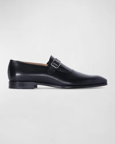 Paul Stuart Men's Horace Leather Single-monk Strap Loafers In Black