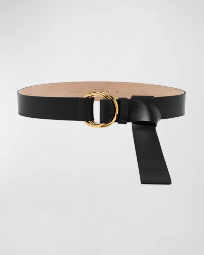 Michael Kors Jackie Shiny Nappa Leather Belt In Black