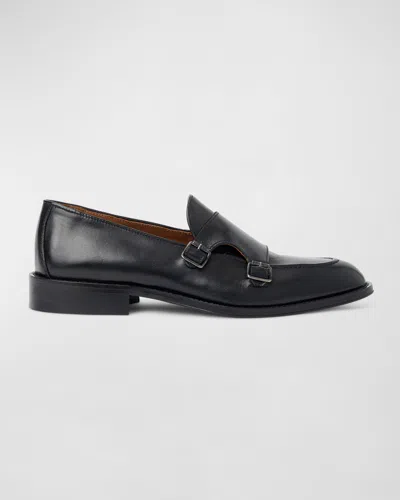 Bruno Magli Men's Biagio Leather Double Monk Strap Loafers In Black