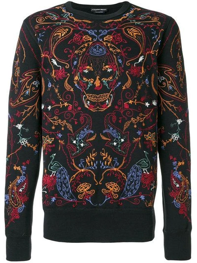 Alexander Mcqueen Embroidered Sweatshirt In Black