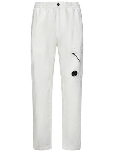 C.p. Company Straight-leg Cotton Cargo Trousers In Bianco