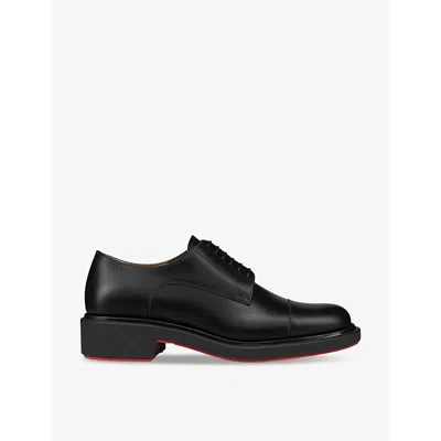 Christian Louboutin Men's Urbino Red-sole Leather Derby Shoes In Black