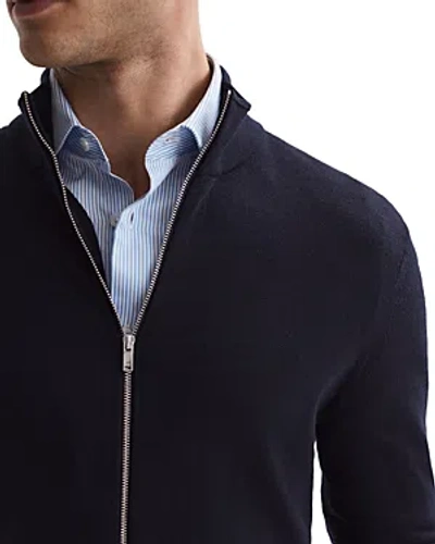 Reiss Hampshire Slim Fit Long Sleeve Zip Front Wool Sweater In Navy