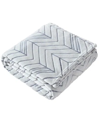 Kenneth Cole New York Delancey Jacquard Plush Reversible Throw Blanket In White
