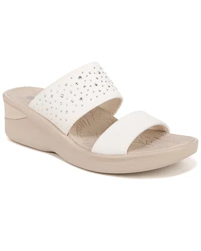 Bzees Sienna Bright Washable Slide Wedge Sandals In Sugar White Fabric