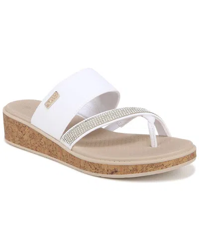 Bzees Bora Bright Washable Thong Sandals In White Faux Leather