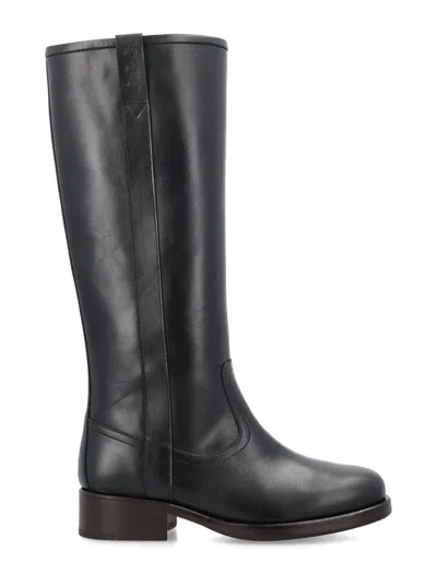 A.p.c. High Leather Boots In Black
