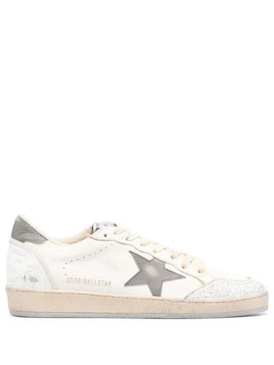 Golden Goose Logo-patch Leather Sneakers In White