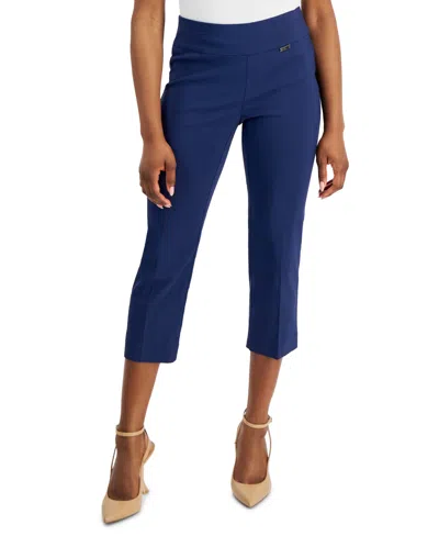 Inc International Concepts Petite Mid-rise Straight-leg Capri Pants, Created For Macy's In Indigo Sea