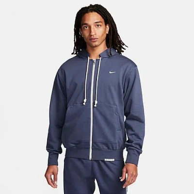 Nike Men's Standard Issue Dri-fit Full-zip Basketball Hoodie In Thunder Blue/pale Ivory