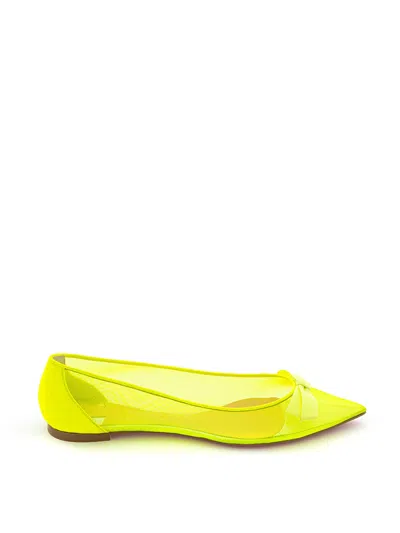 Christian Louboutin Pointed Ballerina In Fluo Yellow Mesh