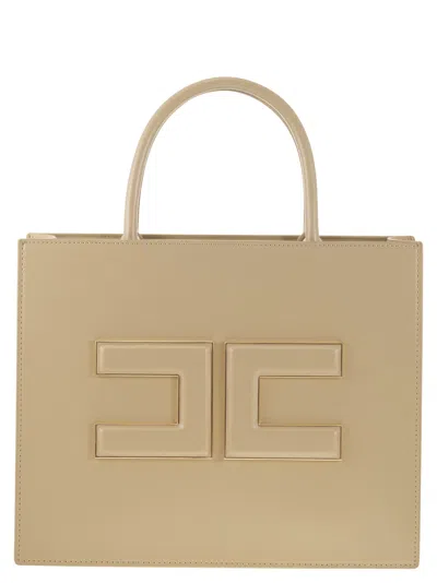 Elisabetta Franchi Logo Debossed Tote Bag In 沙