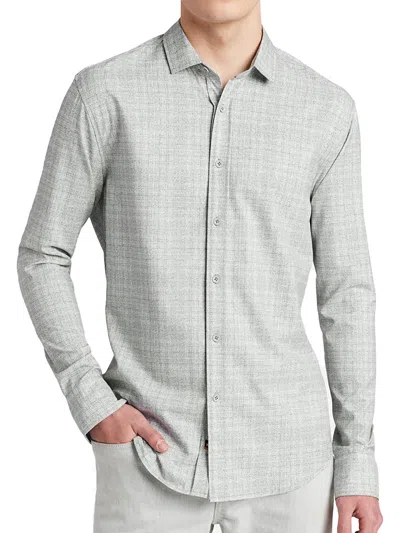 Kenneth Cole Mens Collar Printed Button-down Shirt In Grey