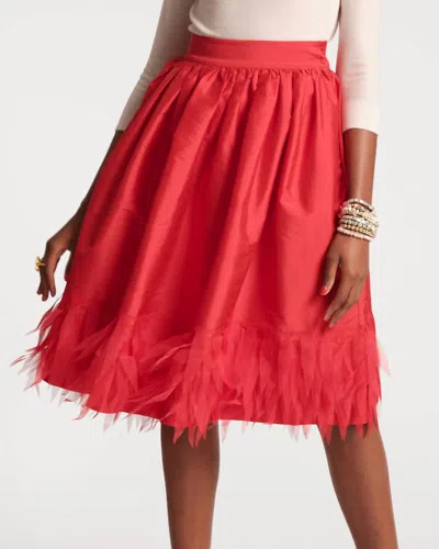 Frances Valentine Women's Barbara Organza-trim Satin Midi-skirt In Red