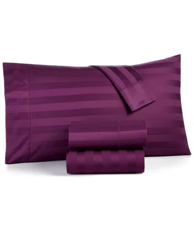 Charter Club Damask 1.5" Stripe 550 Thread Count 100% Cotton 4-pc. Sheet Set, Full, Created For Macy's In Mulberry