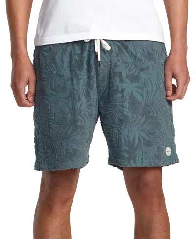Rvca Palms Down Terry Cloth Jacquard Shorts In Balsam Green