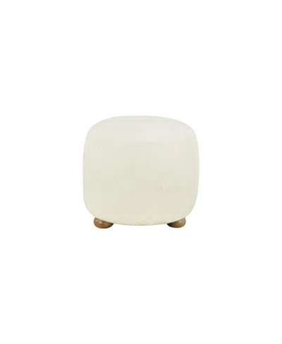 Studio Living 19" H Polyester Round Meredith Ottoman In Ivory